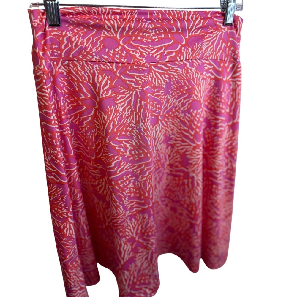 SALE La Mer Knit Luxe Coral Reef Skirt Casual Bright Pink Orange Size L NWT